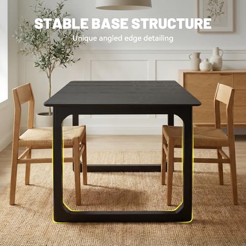 HNY Extendable Wood Dining Table for 4-8, 71" Inch Modern Rectangular Kitchen Tables with Wooden Base Farmhouse Dinner Table for Dining Room, Living Room, Home, Black - Image 6