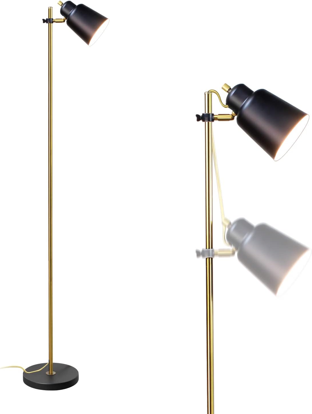 Jomshine Industrial Floor Lamp Rustic Farmhouse Lamp Mid Century Modern Adjustable 2 Light Tree