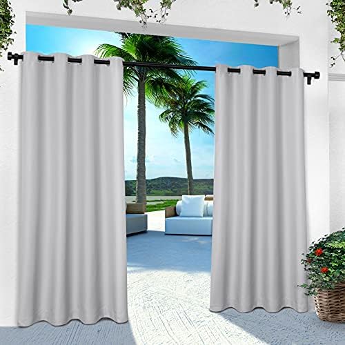 Exclusive Home Cabana Solid Indoor/Outdoor Light Filtering Grommet Top Curtain Panel, 54"x96", Cloud Grey, Set of 2