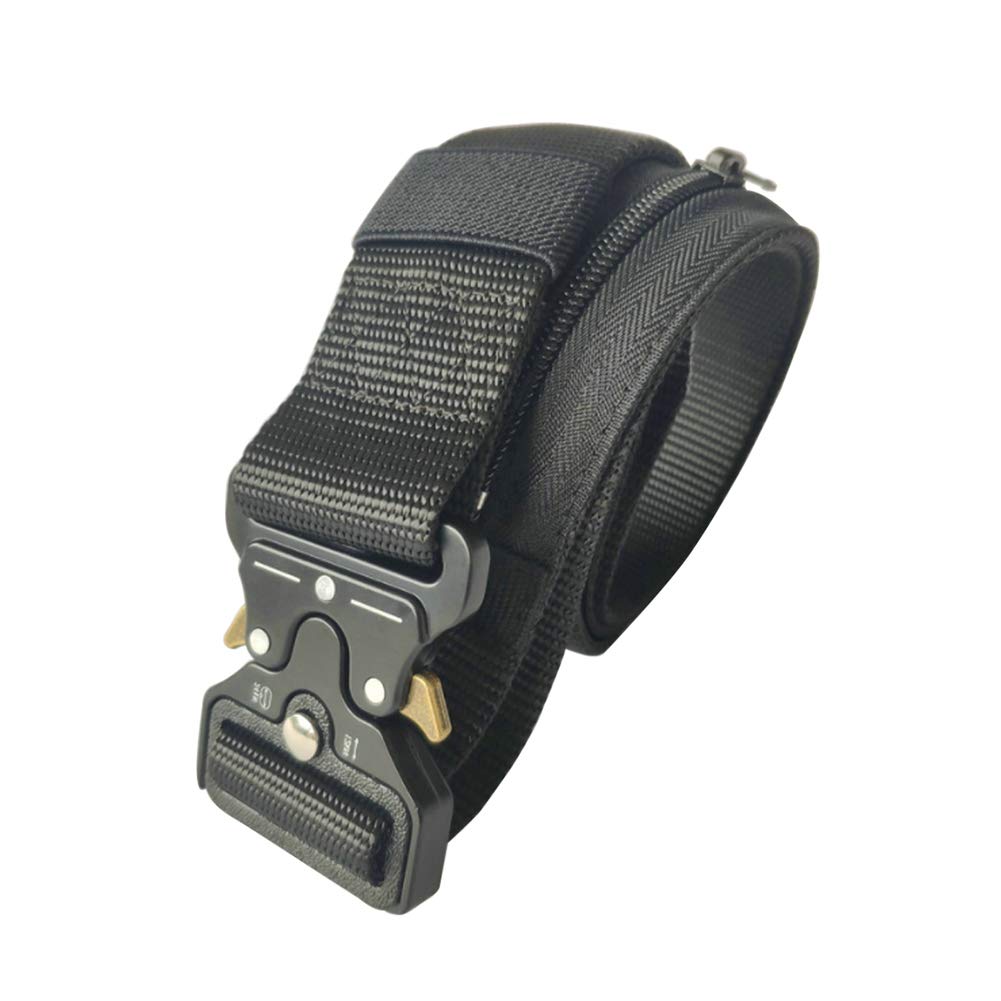 Daytwork Adjustable Money Men Belts - Nylon Money Belt Wallets for Men Hidden Pocket Military Tactical Web Belt Plastic Buckle Casual Waist Belt