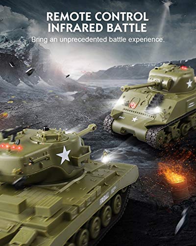 Poco Divo Sherman Vs Pershing Infrared Battle Tanks 2-Set Combat Fight Pair 2.4Ghz Rc Battling Panzer Remote Control Us Model Tank M4A3 M26 #TOP1