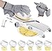 MILcea Mandoline De Cuisine Acier Inoxydable Multifonction Professionnelle Réglable 4 Modes Trancheuse Pour Légumes Fruits à Partir de Fin à 9mm ,Gants de Sécurité inclus Blanc