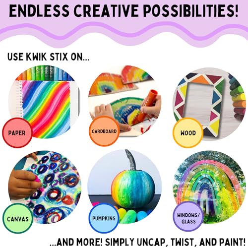 Image of Kwik Stix Solid Tempera Paint Sticks,Washable Paint Sticks for Kids,Non-Toxic,Quick Drying,Allergen Free,Comes in Classic,Metallic,& Neon Colors,Ideal for Kids and Toddlers,(Pack of 192)