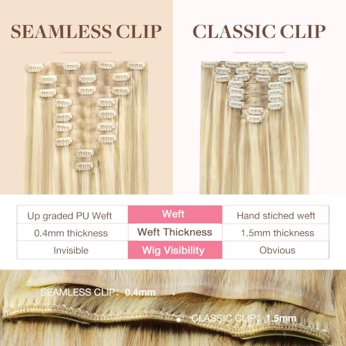 Image of GOO GOO Seamless Clip in Hair Extensions Real Human Hair Remy Extensions