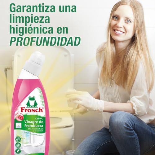 Frosch - Gel WC Ecológico, Limpiador de Cal y Residuos Para Inodoro, Higienizante con Vinagre Frambuesa - 750 ml
