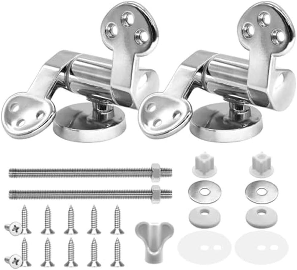 Toilet Seat Hinge Replacement, Zinc Alloy Toilet Lid Fixing Parts With Soft Closing Action and Installation Supplies, Bathroom Toilet Repair Hinge Parts(A)