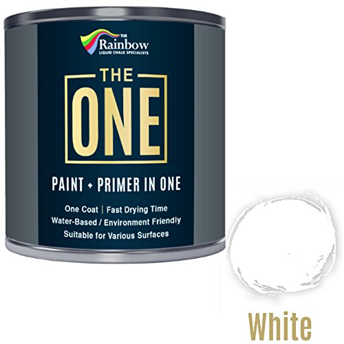 One Paint, One Coat, Multi Surface Paint for Wood, Metal, Plastic, Interior, Exterior, White, matt, 1 Litre
