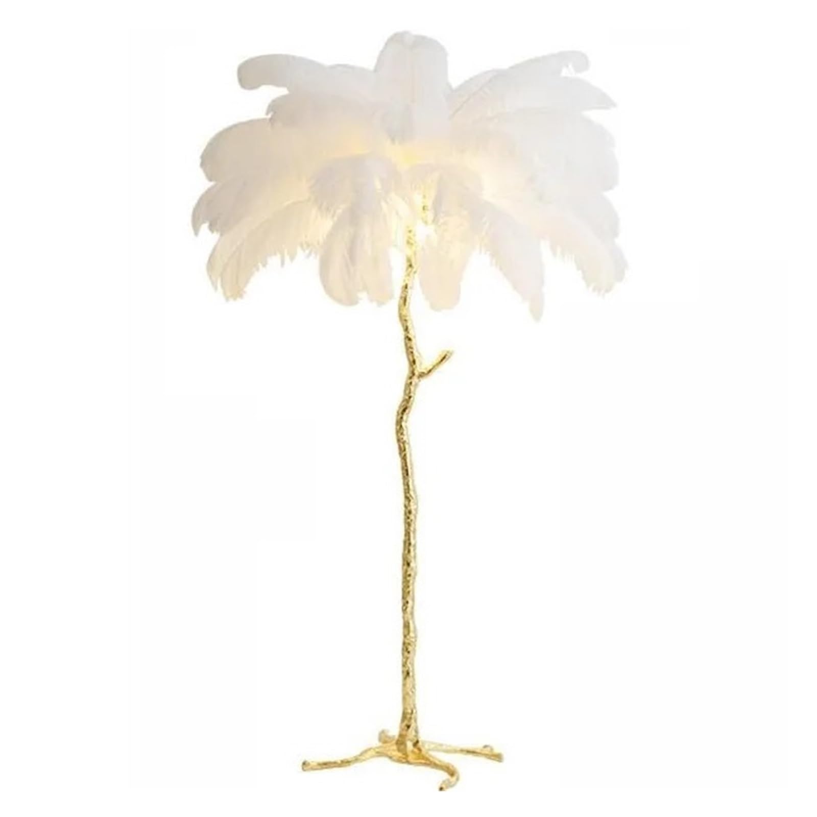 SMTYXS Modern Nordic Luxury Tree Branch Indoor Standing Light Resin Copper Ostrich Feather LED Floor Lamp Elegant Luxurious(C)
