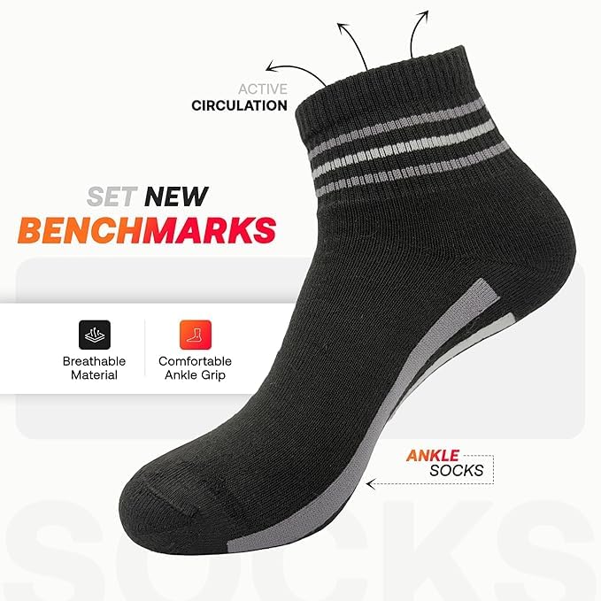 Image of PRASTHAN Sports Unisex Nylon Cotton Ankle Length Socks Made With Breathable Anti Odour & Moisture Absorbent Combed Cotton with a Extra Durable.