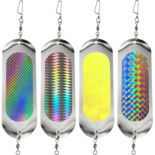 BHwra 6inch Fishing Dodger Flashers for Trolling with Reflective Effect Salmon Fishing Flashers Trolling for Trout Pike Salmon (4pcs)