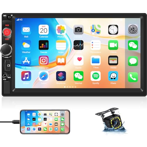 SIXTOP Doppel Din Radio, 7 Zoll Autoradio Bluetooth mit Bildschirm Mirror Link EQ FM USB/AUX/SD Tastenbeleuchtung SWC + Rückfahrkamera