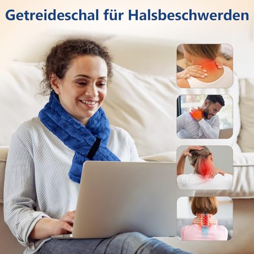 Comfytemp Mikrowelle Wärmeschal Nackenwärmer Halswärmer 18x84cm Körnerkissen Wärmekissen für Hals Nacken Ultraweiche Oberfläche Schal Natürliche Feuchte Wärme Geschenke