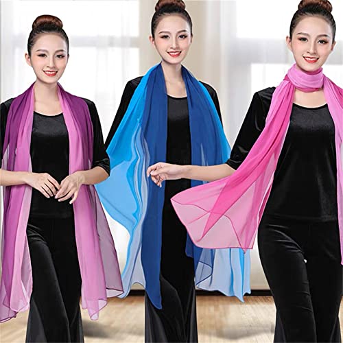 Women Belly Dance Veil Chiffon Dancing Hand Scarf Gradual Color2