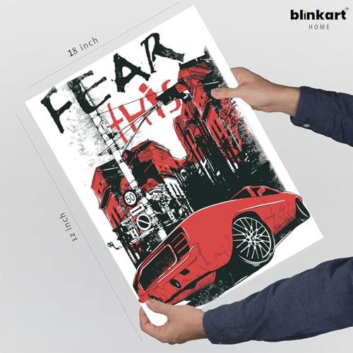 Image of BLINKART Akira (Anime) Shotaro Kaneda Car Photo Frame | Framed Poster with Synthetic Wood Frame | Ready to Hang | Bedroom, Living Room, Office - 18x12 Inch, (A3 Size) - AKR-001