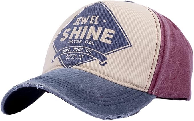 Arel - Jewel Shine Model Eskitme Beyzbol Şapkası, Lacivert Beyaz Bordo Renk, Vintage Yıpranmış Görünümlü, Pamuklu, Hat, Cap, Şapka (Lacivert - Bordo, Standart)