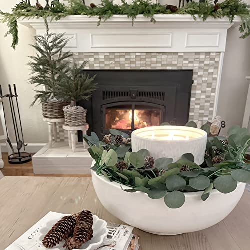 Cqure 12 Pack Eucalyptus Garland,Artificial Eucalyptus Leaves Table Greenery Garland Wreath Vines For Wedding Party Table Fireplace Bedroom Wall Room Decor #TOP5