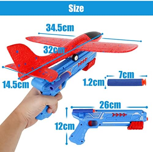 WEEFEESTAR Glider Plane Flying Kids Toys Launcher, Glider Planes with Catapult Gun, Interactive Shooting Game Boys Toys, Flying Airplane Toys for Kids