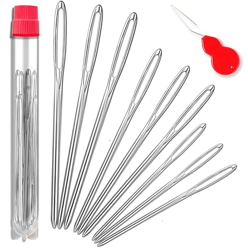 ORRDICE Large-Eye Blunt Needles, Stainless Steel Yarn Knitting Needles, Sewing Needles, Crafting Knitting Weaving Stringing Needles, Perfect for Finishing Off Crochet Projects(9 Pieces)