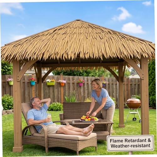 Toit de chaume synthétique haut de gamme pour belvédère et cabane de jardin
