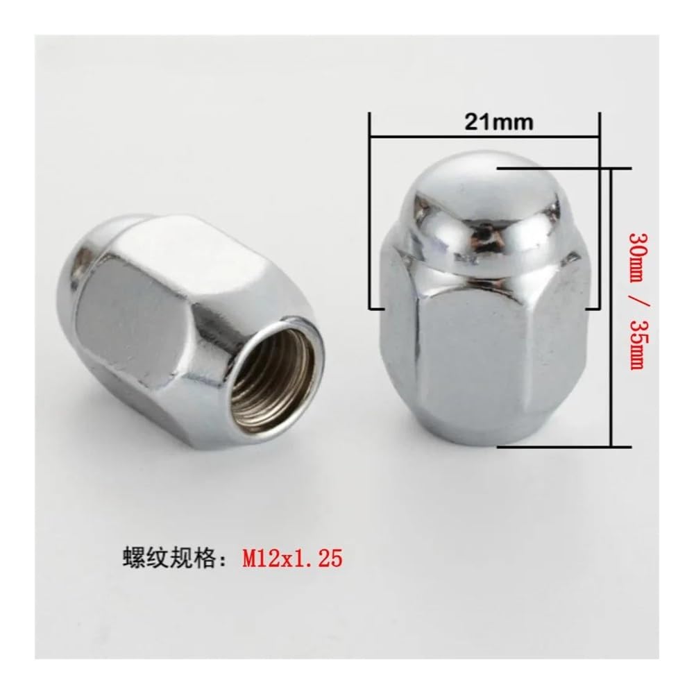 Coche Pernos de Rueda 20 Tuercas De Rueda Con Tornillos Buje M12x1.25 Hexagonales 21 Mm Grosor 30/35