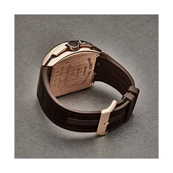 Men's 'Vanguard' Swiss Automatic Chronograph Watch - Brown Dial with Rose Gold Luminous Hands and Date - Sapphire Crystal and Brown Leather Strap - 18K Rose Gold Watch 45CCGLDBRNGLD1 - Image 4