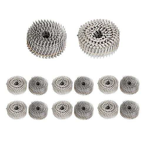 Timunr 3600 Count Siding Nails Full Round Head Wire Collated 15-Degree 1-3/4 Inch X .090 Inch 304 Stainless Steel Coil Siding Nail #TOP12