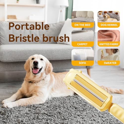 Image of Pet Hair Remover for Couch- Dog Hair Remover, Cat Hair Remover for Couch, Furniture, Carpet, Car Seat, Reusable Roller with Self-Cleaning Base- Upgraded Animal Fur Removal Tool(Yellow