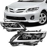 SCITOO Headlights For Toyota Corolla 2011-2013 Headlamps Black Housing Clear Reflector Clear Lens Driver and Passenger Side