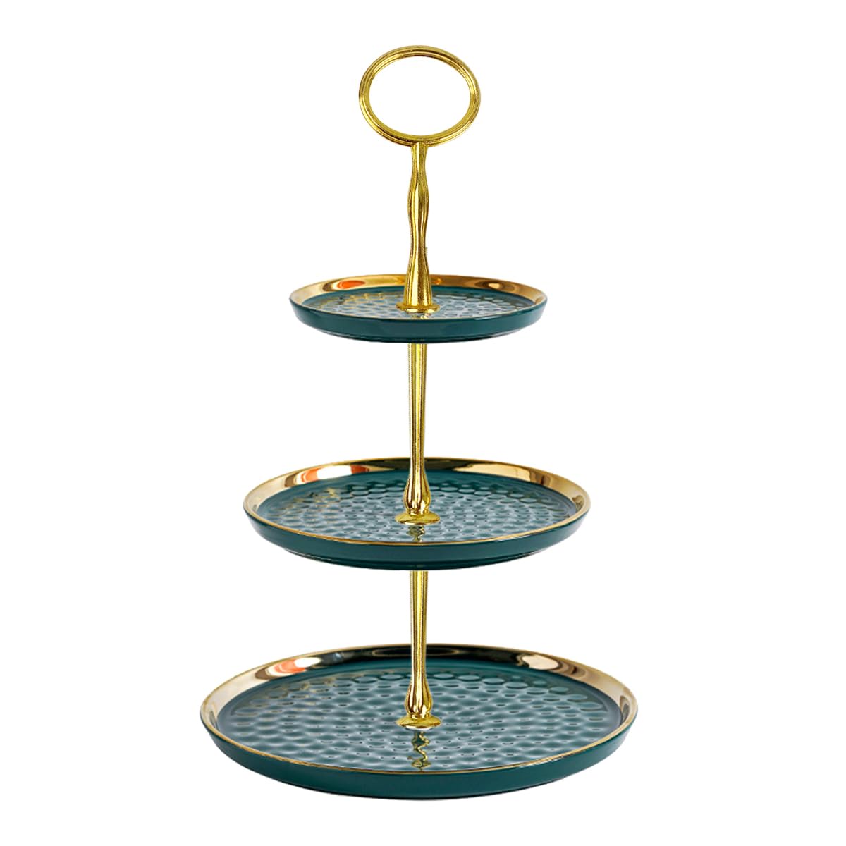 4 juegos de 3 niveles con mango de 3 niveles, barra central de metal de varios niveles para postres, frutas, soporte de hardware resistente para bodas, fiestas, cumpleaños, cupcakes, plato, accesorios