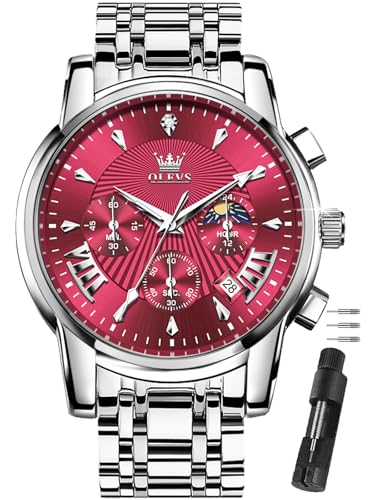 Image of OLEVS Watches for Men Luxury Dress Stainless Steel Waterproof Chronograph