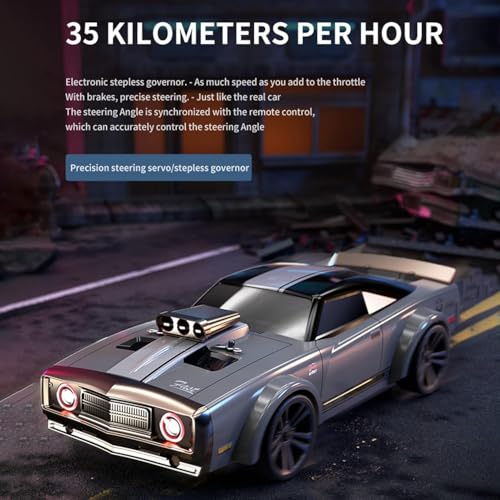 Image of 1:16 Scale 4WD RC Drift Car with 2.4GHz Remote Control, Rechargeable Batteries, LED Headlights, Shock Absorbers, USB Charging Cable and Accessories (Blue)