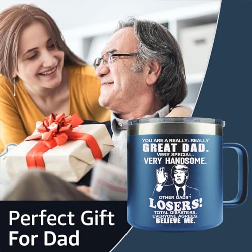 Fathers Day Dad Gifts from Daughter Son,Dad Gifts,Fathers Day Birthday Gifts for Dad Step Dad Father in Law Him Bonus Dad Daddy,Gift for Men Papa Grandpa Uncle Stepdad,14 oz Blue Tumbler Mug - Image 4