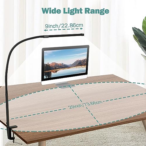CUHIOY LED Desk Lamp with Clamp, Clip on Light for Office Desk 68cm Flexible Gooseneck Reading Lamp - Image 4