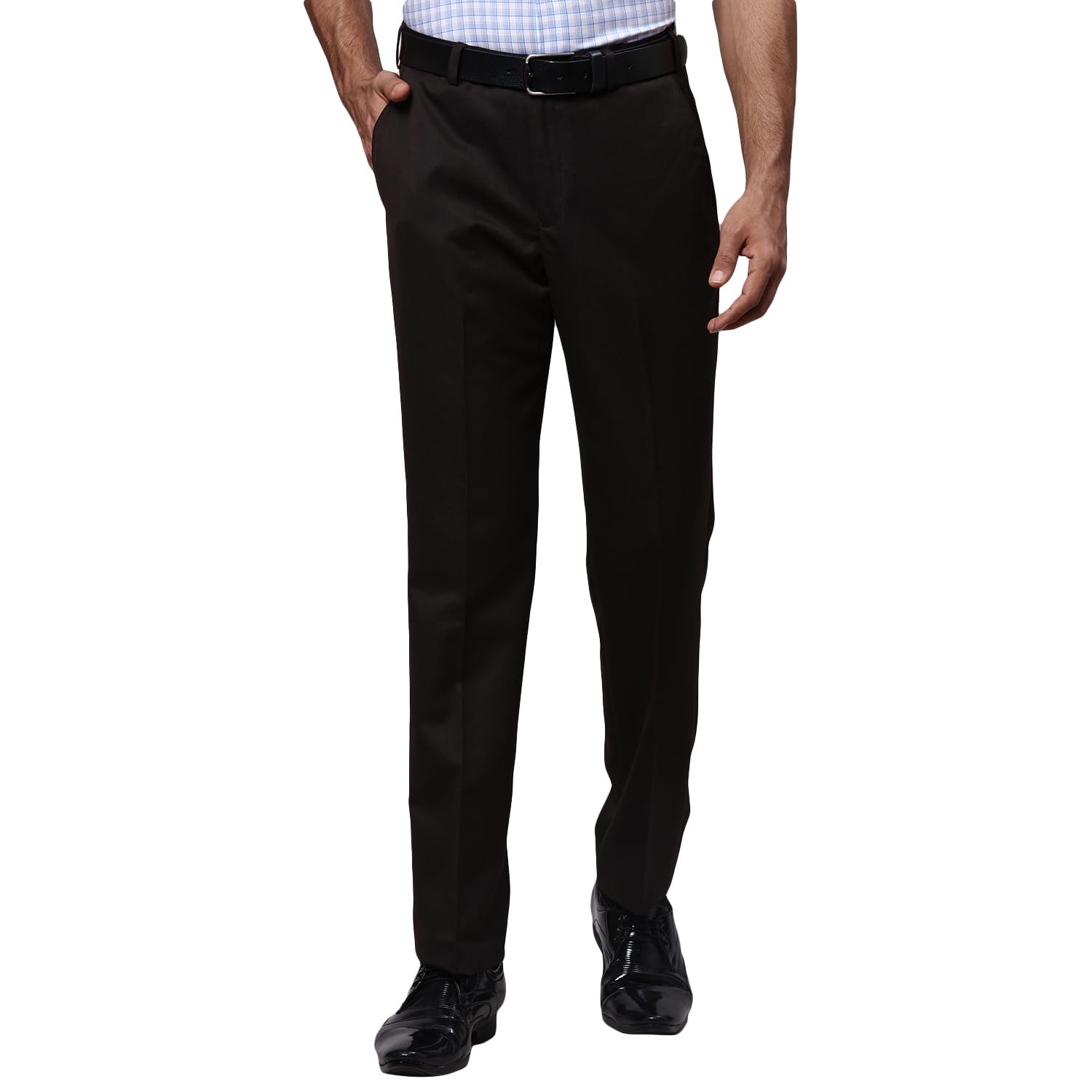 park avenue Men's Polyester Blend Plain Pattern Smart Fit Flat Front Formal Trouser-picture-13