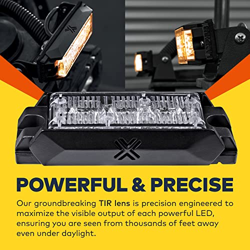 Image of LAMPHUS 4pc NanoFlare 3.5 inch 3W Amber LED Surface Mount Police Grill Strobe Warning Lights [SAE Class 1] Orange 12V Rectangle Grille Flashing Emergency Light for Pilot Work Truck Vehicles Cars