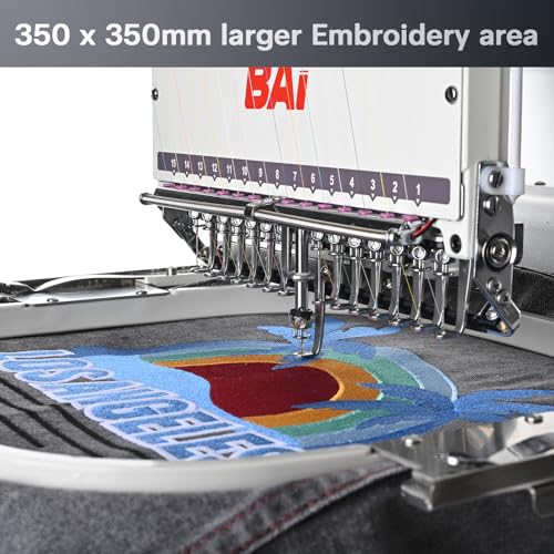 BAi The Mirror Embroidery Machine 15 Needles 20x14" Embroidery Area,1200SPM Max Speed Multi Needle Commercial Embroidery Machine for 3D Hats Clothing,Wifi Available 10" Touch Screen