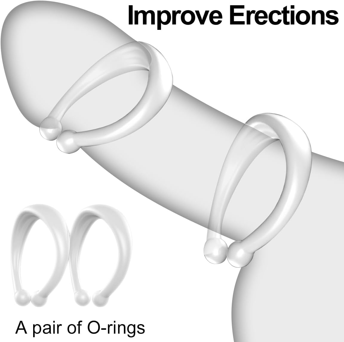 2 Pcs Adjustable Cock Ring,Silicone Stretchy Penis Rings,Mens Glans Ring for Erection Enhancing &Long Lasting Stronger,Phimosis Stretcher Adult Sex Toys for Men Pleasure Sexual Stimulation Device