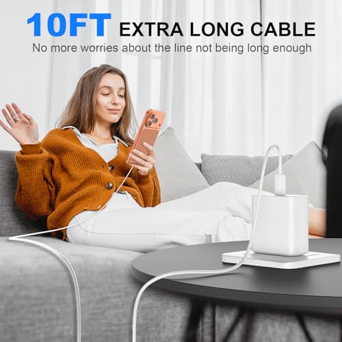 Image of Phone 17 16 Pro Max Charger Fast Charging,45W Phone 17 Charger USB C Super Fast Charger Block&10FT Long Type C Charger Cable Cord for i.Phone 17 /17 Pro /17 ProMax /Air /16 /16Pro Max,Yellow /White