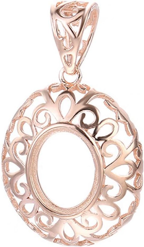 925 Sterling Silver Pendant Base Blank fit 10X14mm Oval Cabochon Mounting Setting Handmade Charm Necklace Jewelry Making for Women(Platina Color)