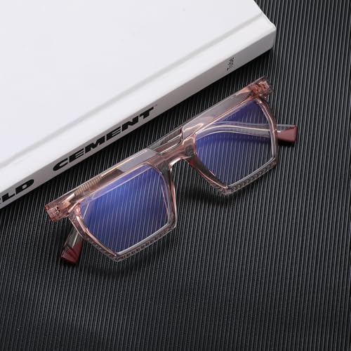Image of Blue Light Blocking Glasses, TR90 Rectangle Computer Glasses With Anti Eyestrain & UV Glare Protection (Pink)