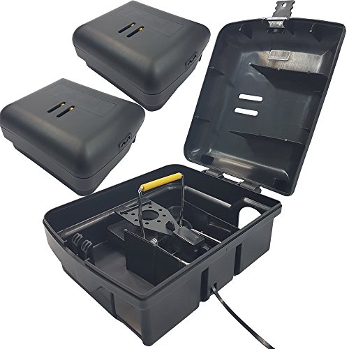 PROHEIM 2X Köder-Station mit Einer Schlag-Falle für Mäuse Köder-Box + passende Snap Mausefalle Mäuseköderbox für Giftköder oder Mäusefallen