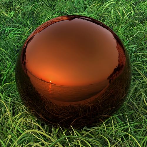 Lulu Decor, Copper Stainless Steel Gazing Mirror Ball Size 16, Smooth Reflective Shiny Garden Decoration Globe