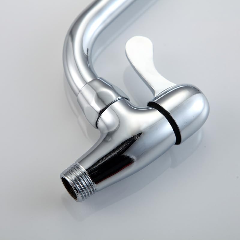 Brass Wall Mount Kitchen Faucet Rotating High-Arc Spout Single Lever Cold Water Tap for Mop Pool Sink(E)