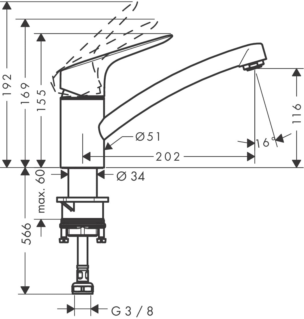 hansgrohe MySport Mitigeur de cuisine S, 1 jet, chromé, 13860000
