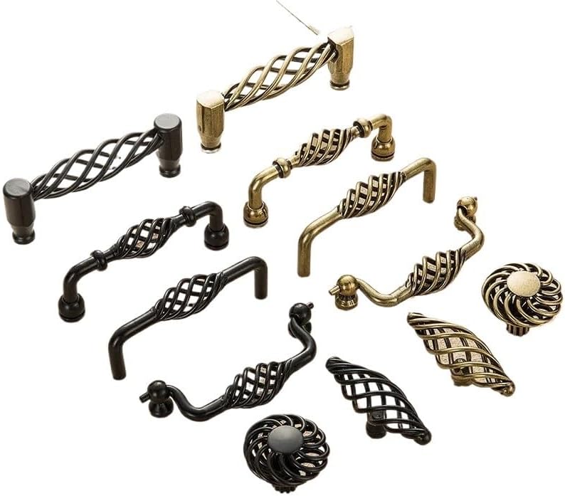 Vintage Bronze Black Cabinet Handles Hollow Out Birdcage Handles Drawer Knobs Cupboard Door Pulls Furniture Hardware 2Pcs(Bronze 96mm)