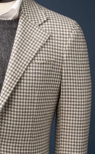 Mens Houndstooth Dogstooth Notch Lapel Two Button Slim Fit Prom Wedding Tuxedo Blazer Jacket Coat4