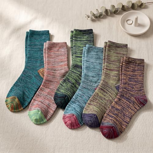 Image of Tipi Toe Women's 6-Pack Funky Crew Socks | Colorful Fun Patterned Novelty Dress Socks, Sizes 9-13
