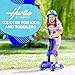 Hurtle 3 Wheeled Scooter for Kids - 2-in-1 Sit/Stand Child Toddlers Toy Kick Scooters w/ Flip-out Seat, Adjustable Height, Wide Deck, Flashing Wheel Lights, Great for Outdoor Fun -(Blue)