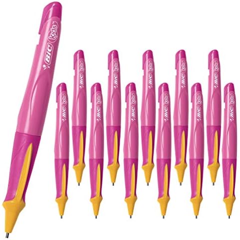 12 x BIC Kids Beginners, Learner Triangular Mechanical Pencils, 1.3mm Lead, Pink Barrel (OEM Packed - Non-Retail Packaging) Cover