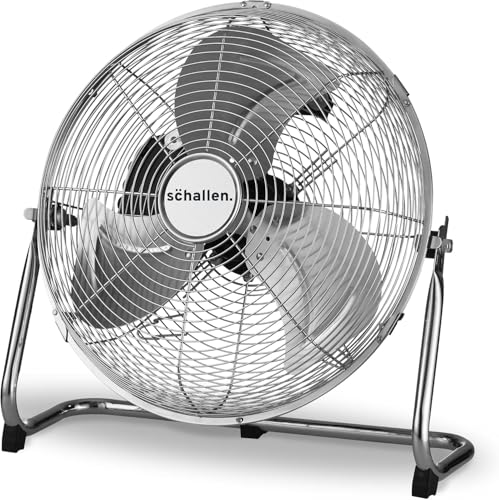 Chrome Silver Metal High Velocity Cold Air Circulator Adjustable Floor Fan with 3 Speed Settings...